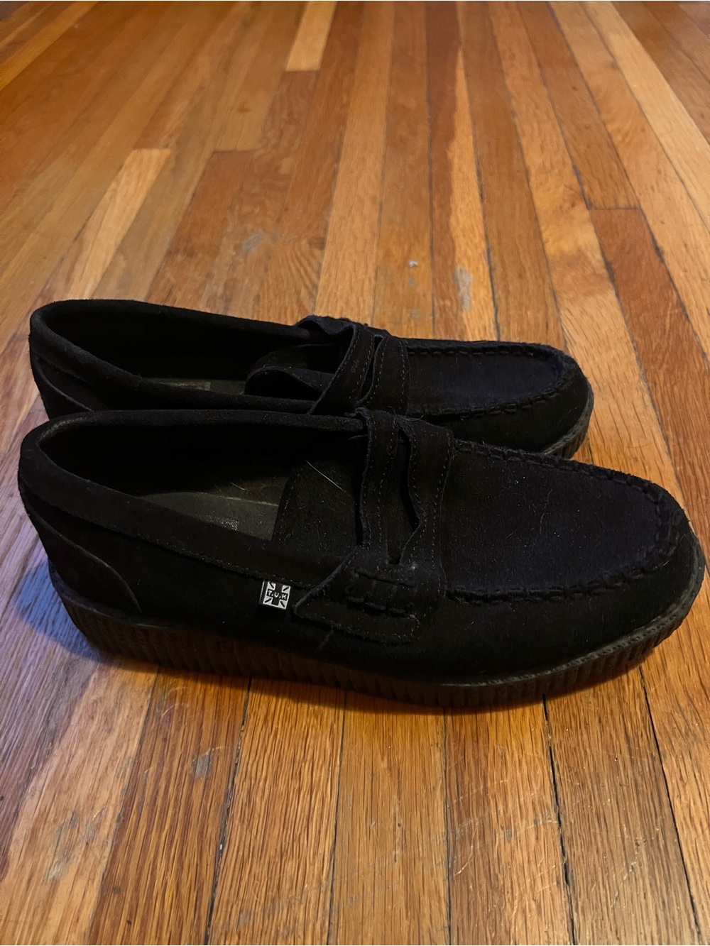 tuk Black Suede Penny Loafers for Women